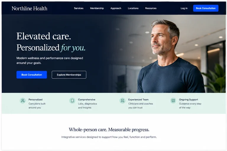 Northline Health premium wellness homepage concept