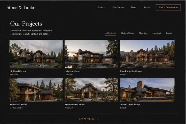 A premium custom website project gallery